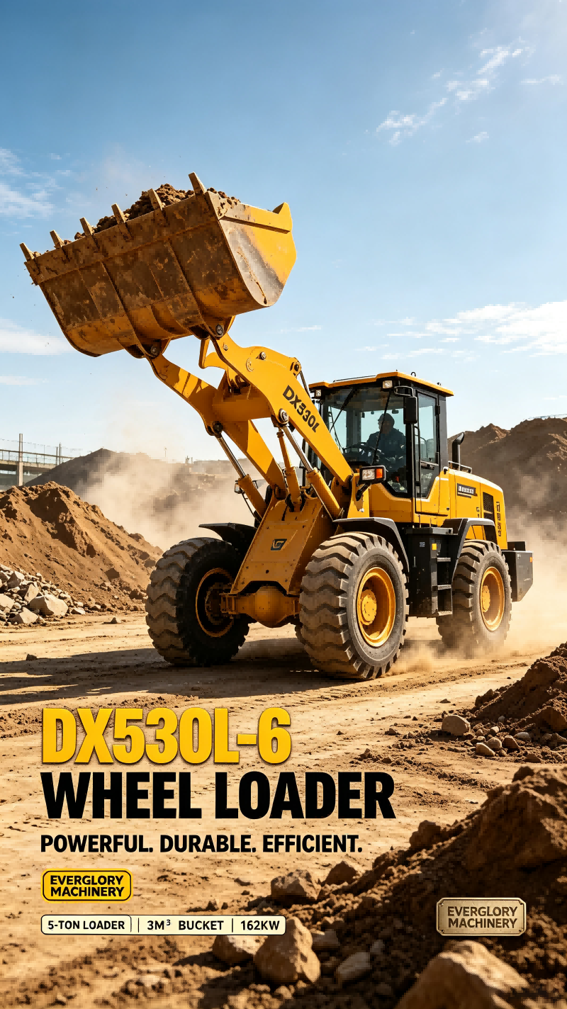 Everglory Machinery ra mắt máy xúc lật 5 tấn DX530L‑6 bền bỉ cho công trình chuyển đất